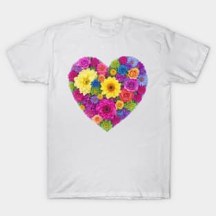 Heart shaped colorful floral bouquet T-Shirt